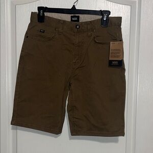 Vans Men's Olive Brown Flat Front Shorts